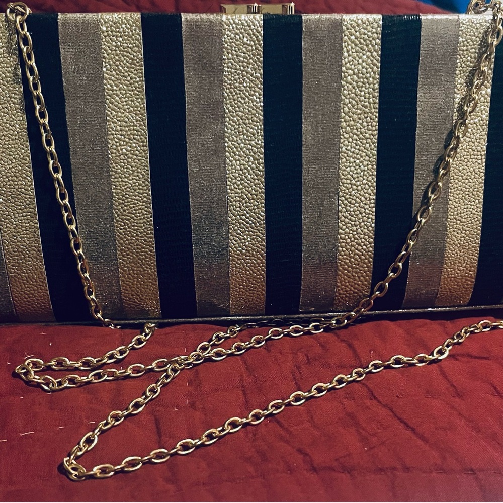 Kate Landry Elegant Black, Silver and Gold Evening Clutch in a good Condition!